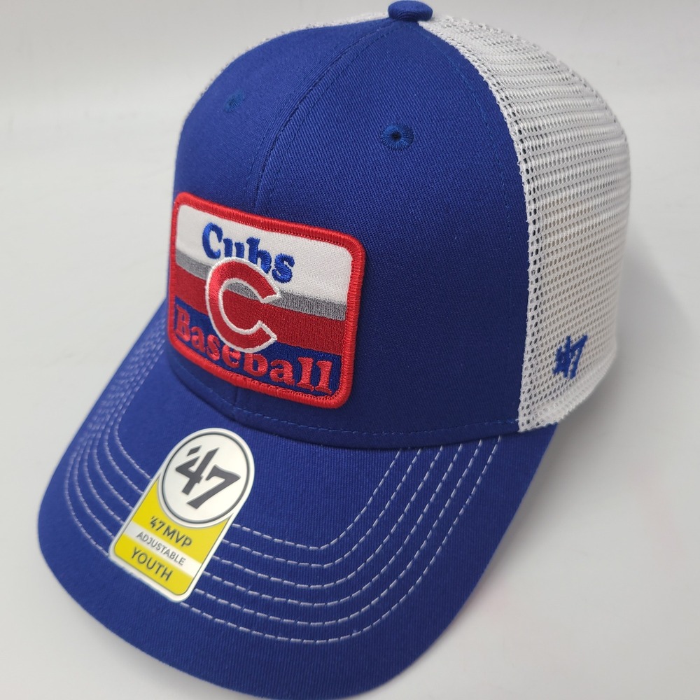 Youth Chicago Cubs Hat Snapback Trucker Mesh 47 Brand MVP Blue White MLB Boys